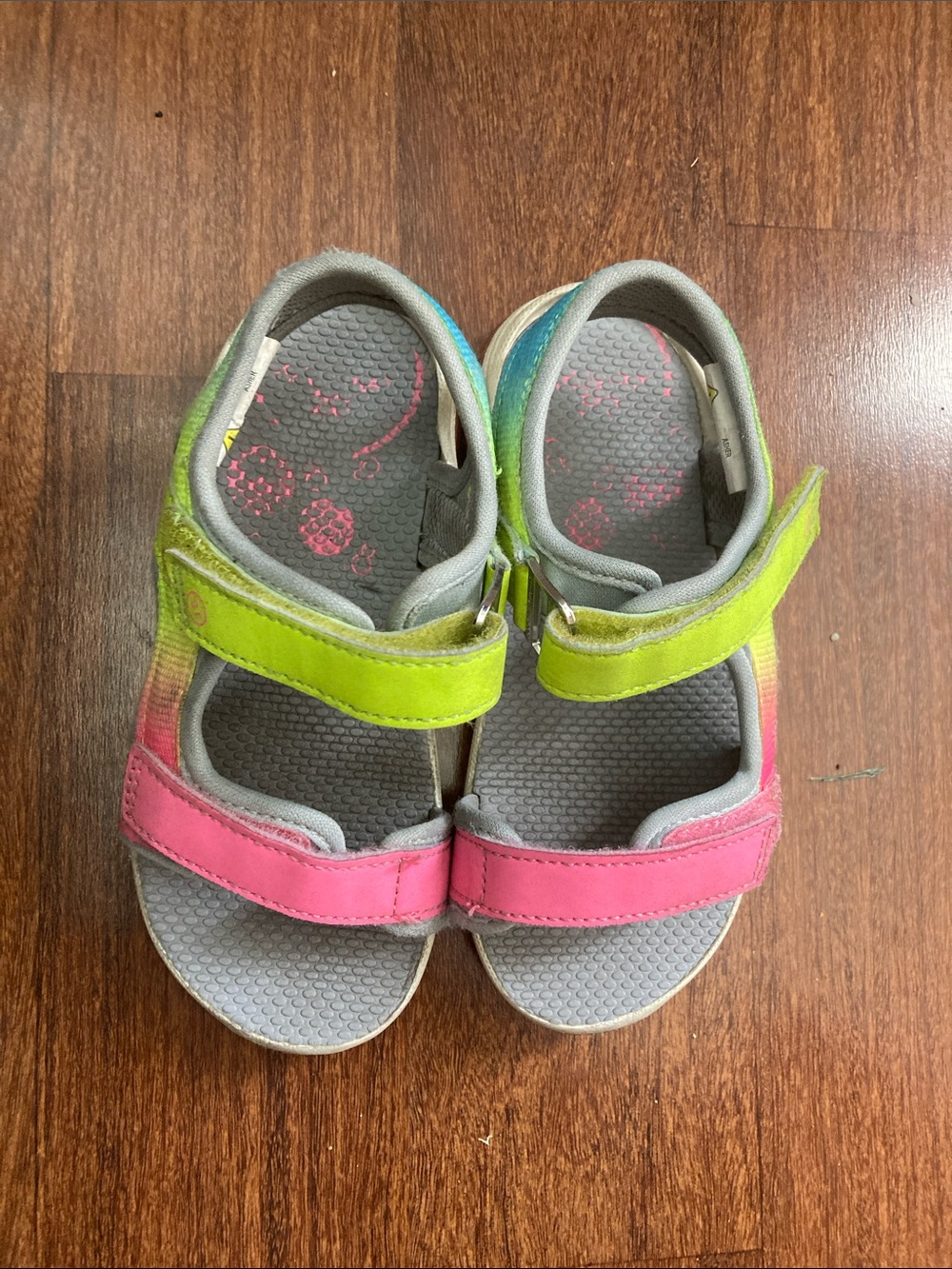 Stride Rite Girls Pink and Green Hook-and-Loop Sandals